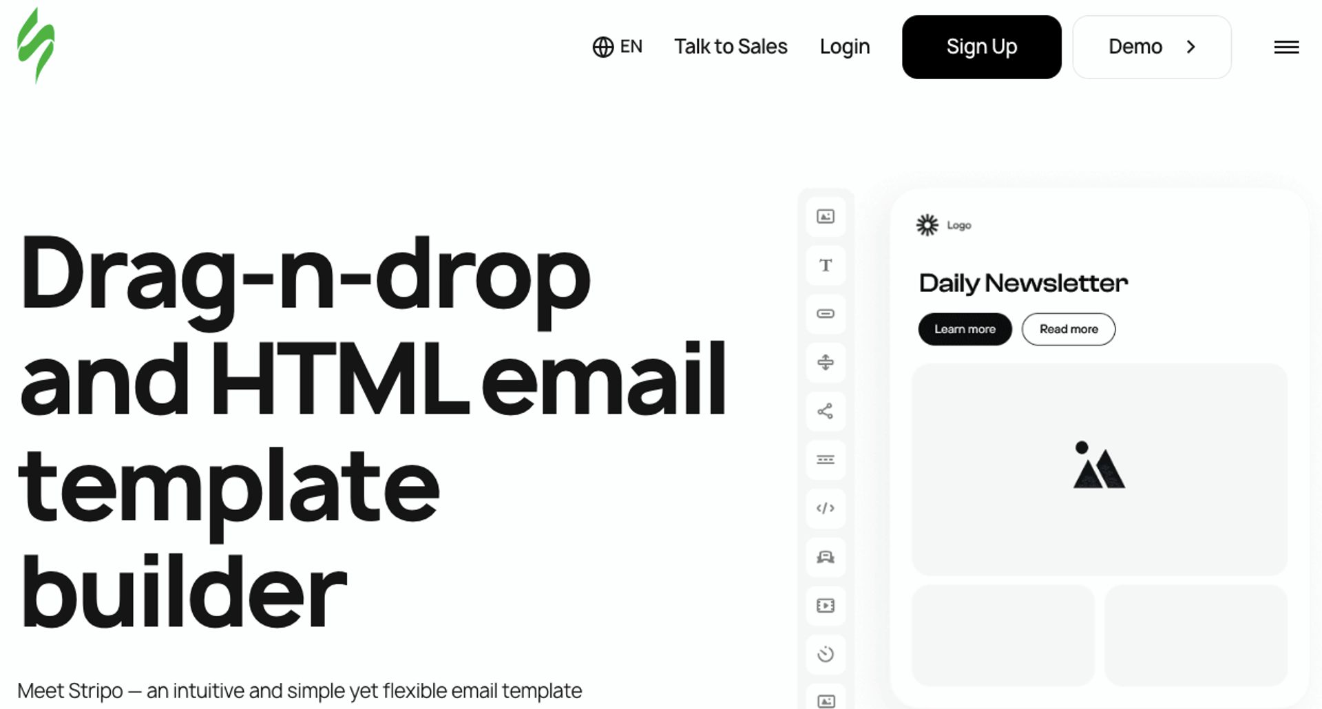 Homepage of Stripo website