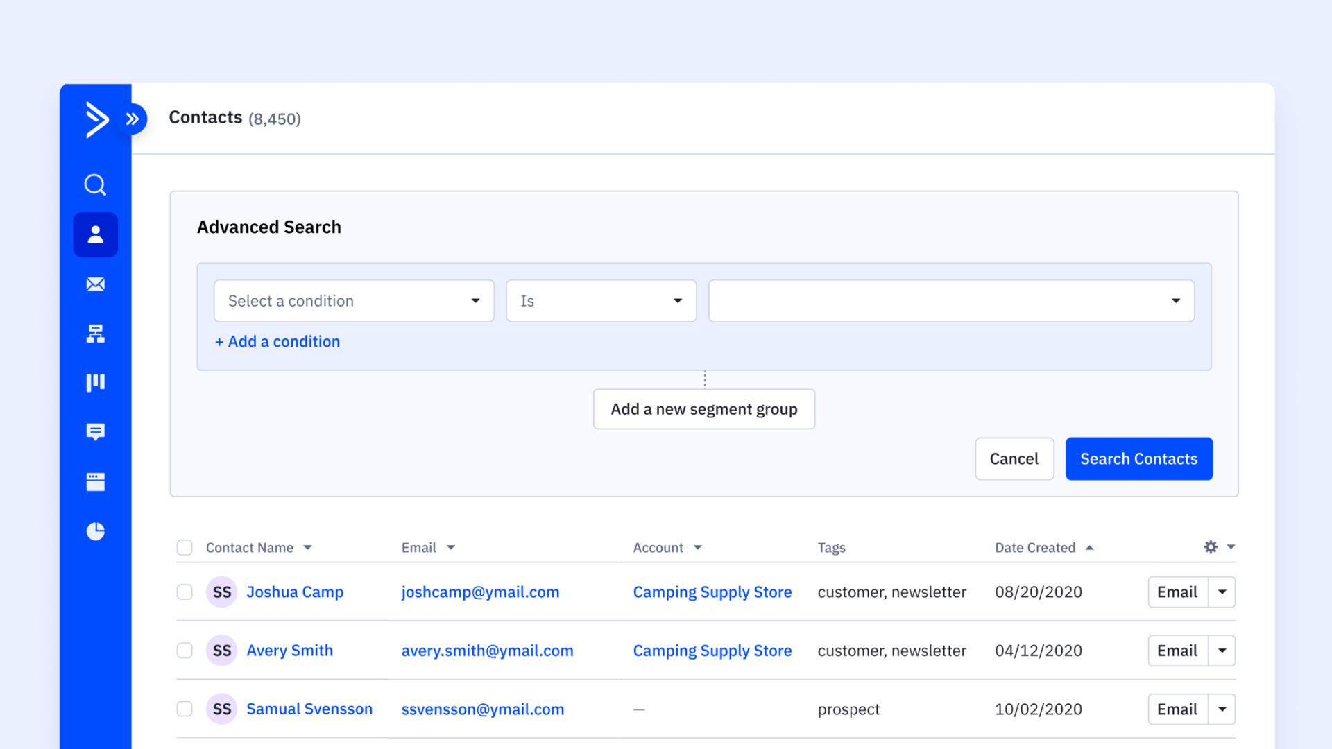 ActiveCampaigns Segment Builder