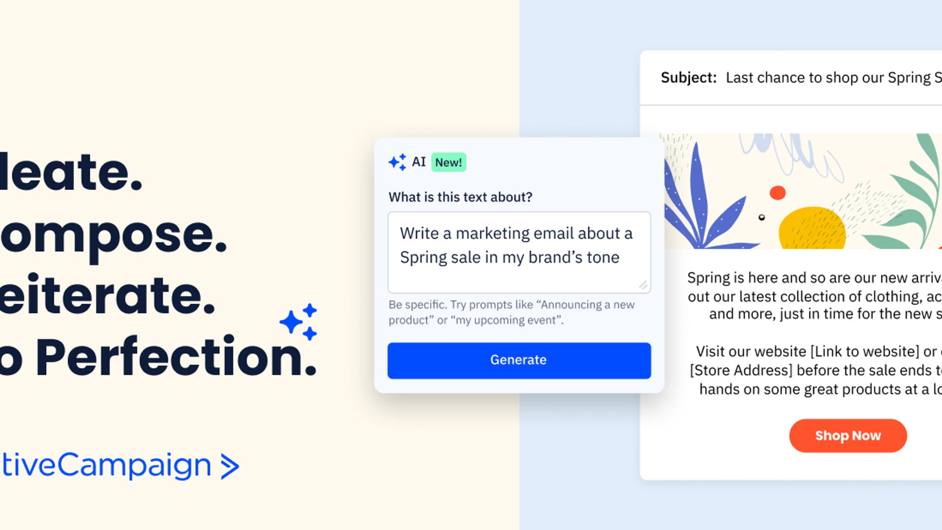 ActiveCampaign AI to help marketers ideate, compose, and reiterate to perfection