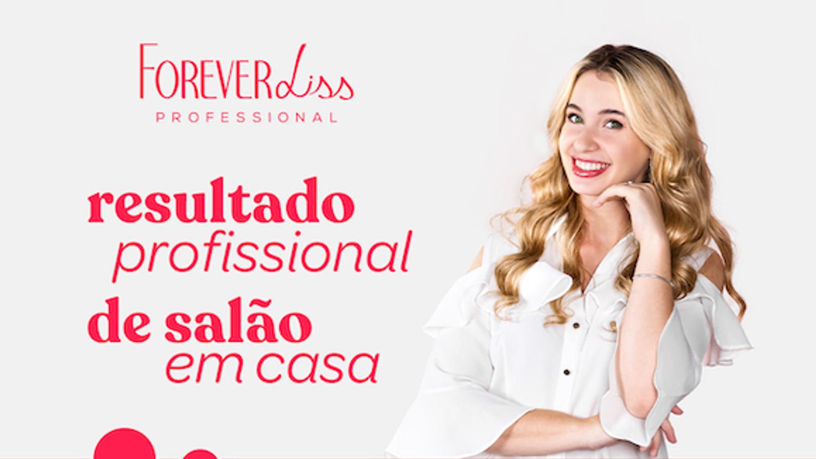 A model poses promoting Forever Liss and their website