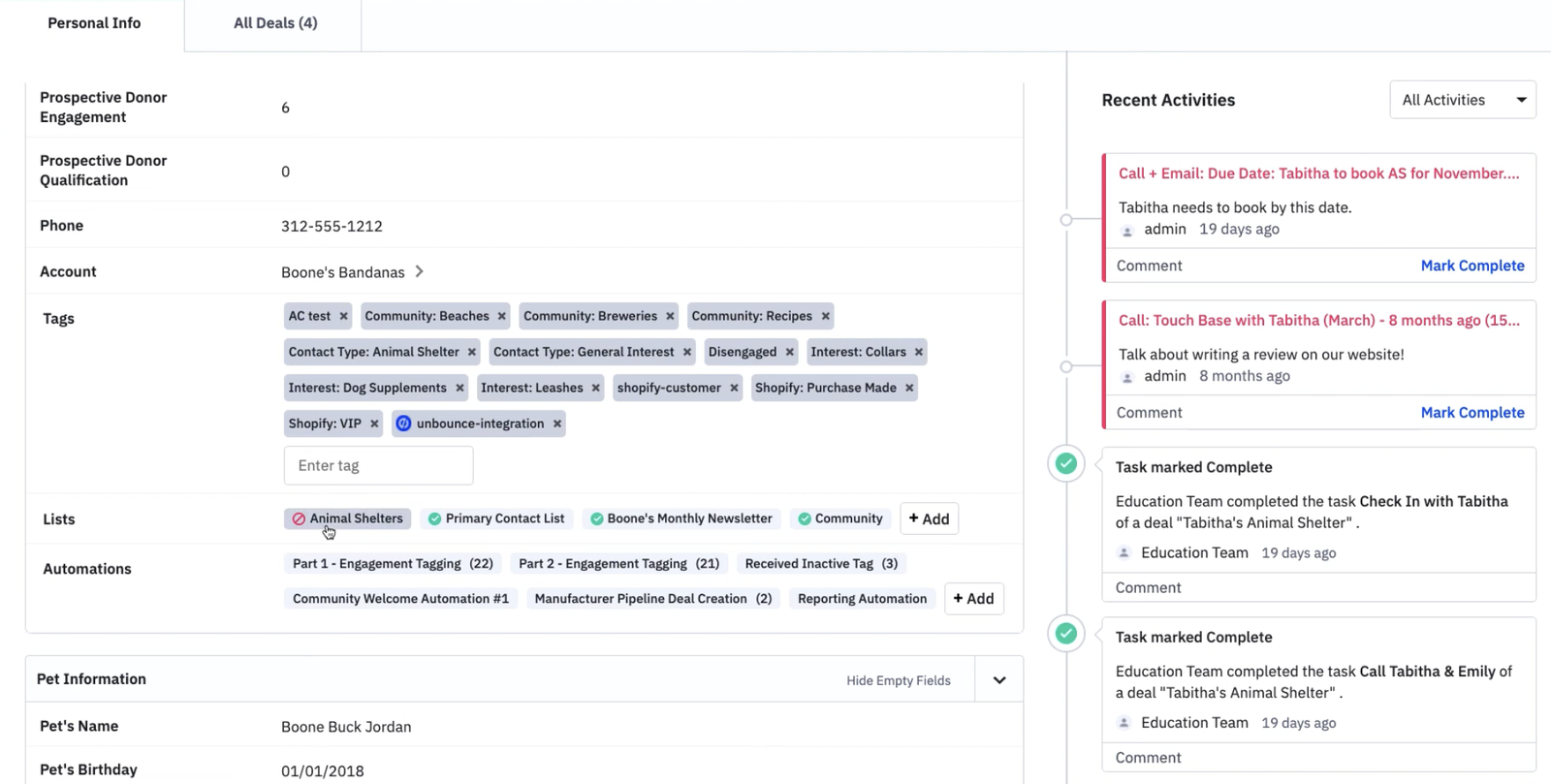 contact record in activecampaign