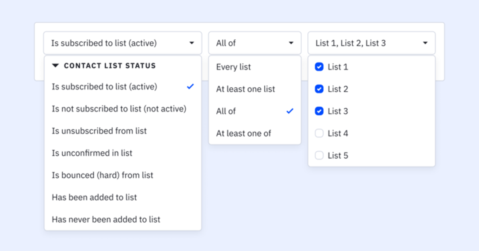 segmentation lists in activecampaign