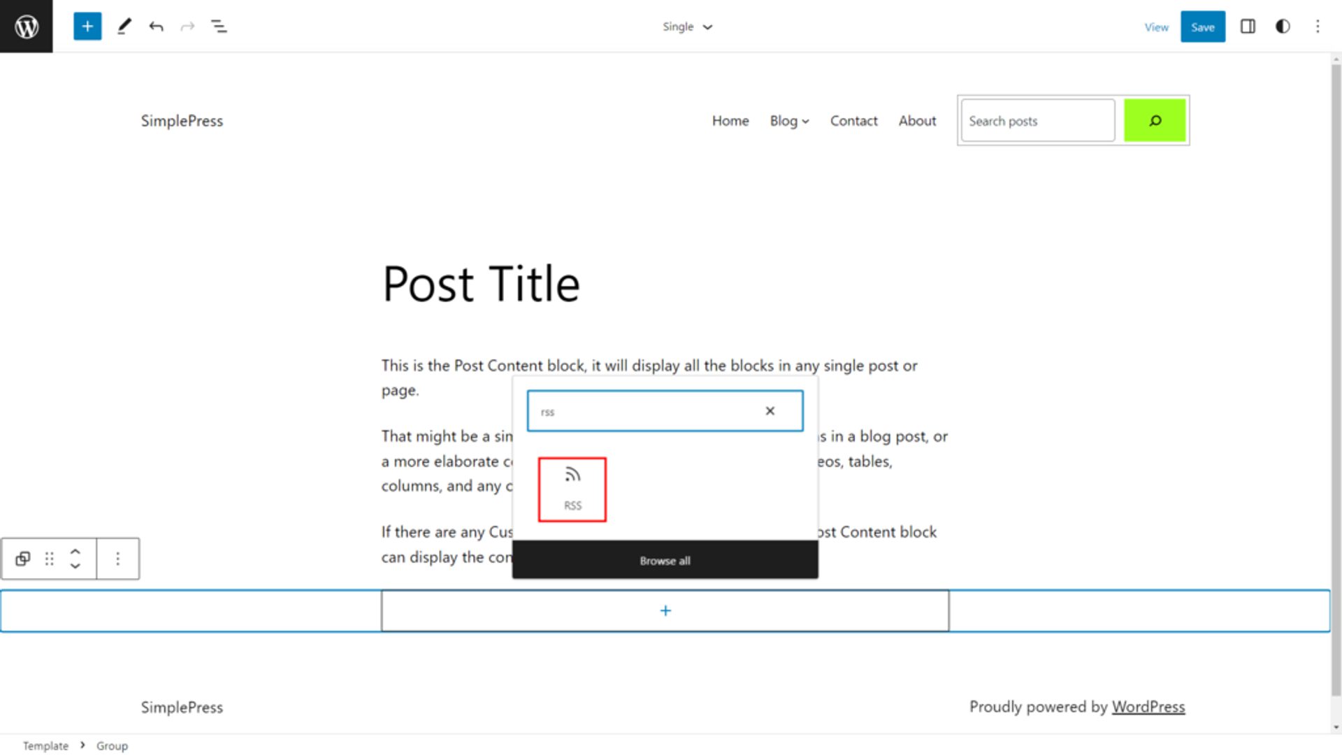 block inserter rss block