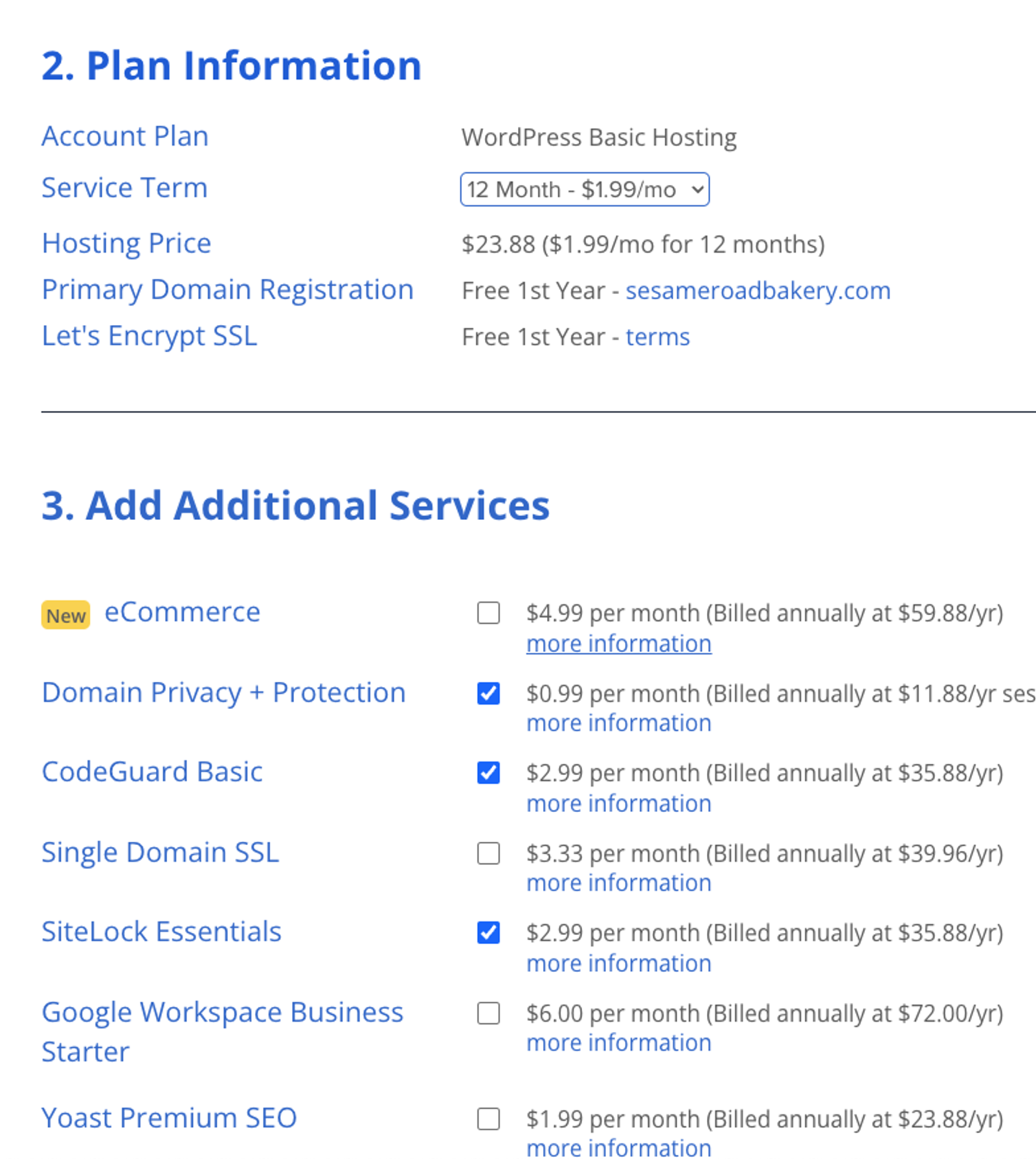 bluehost checkout