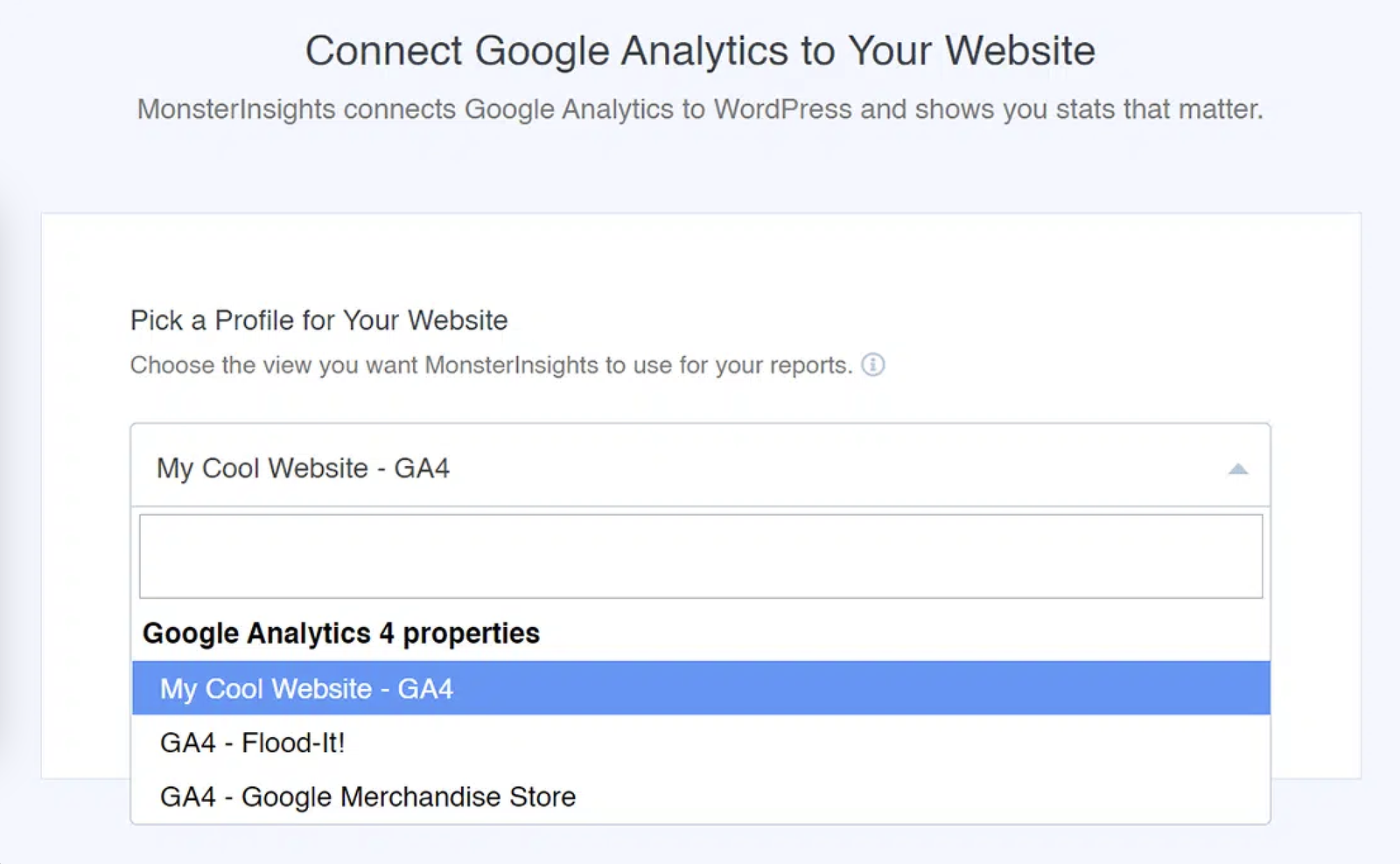profile selection google analytics
