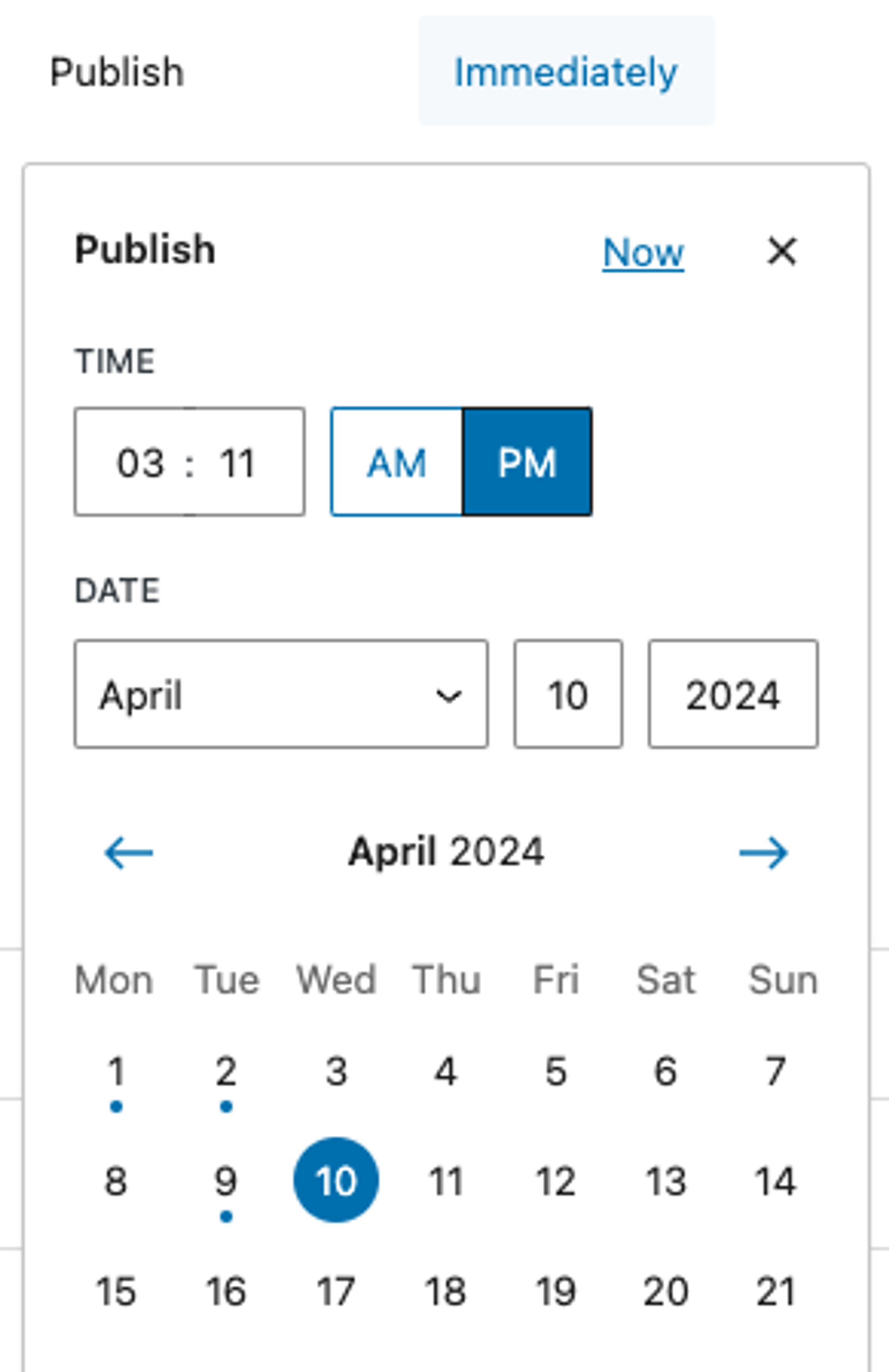 scheduling a post in wordpress
