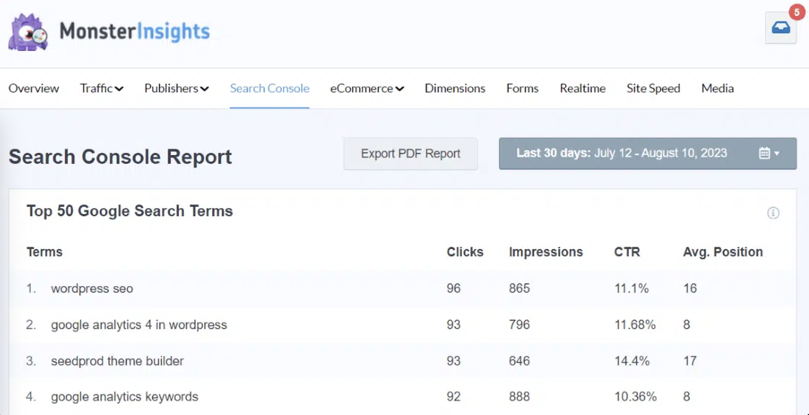 search console report
