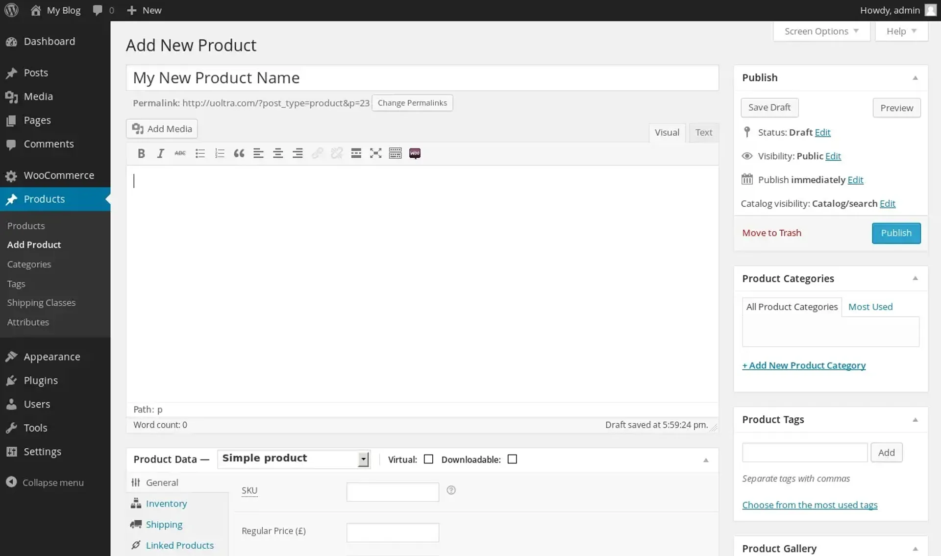 product editor wordpress