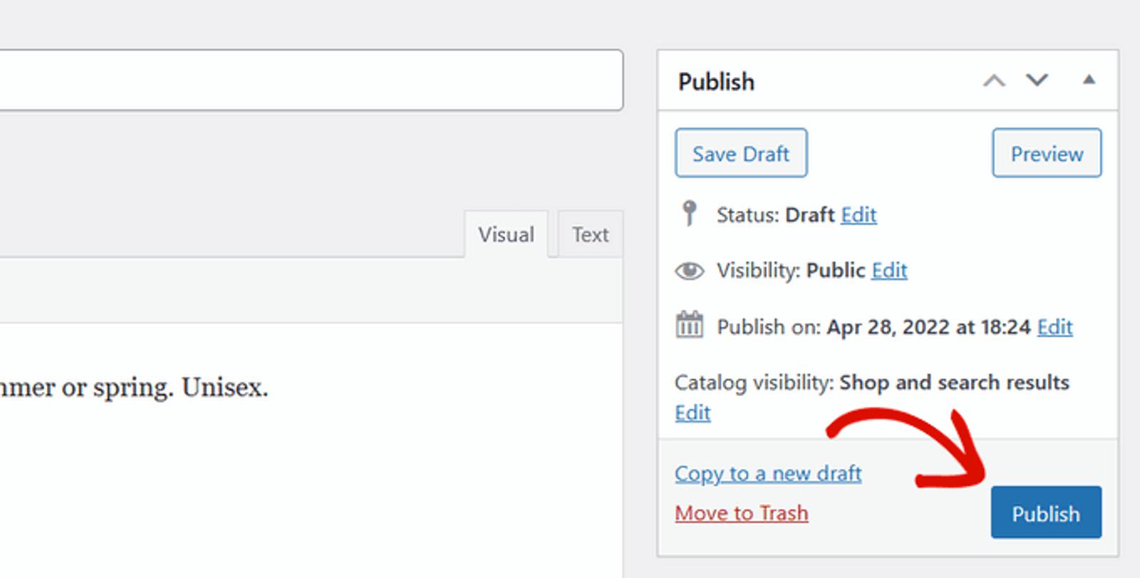 publish product wordpress