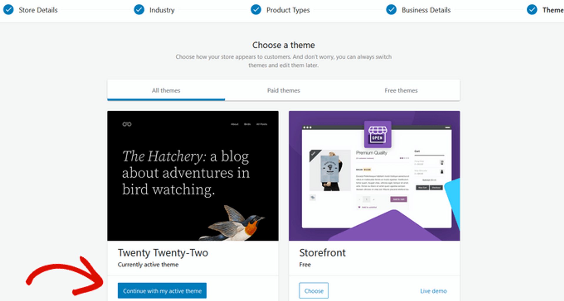woocommerce choose a theme