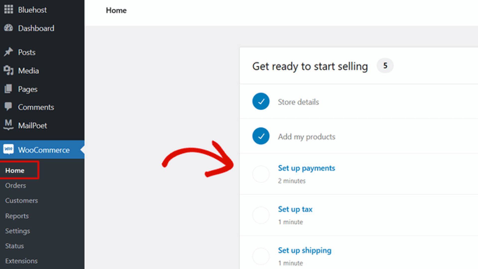 woocommerce setup payments