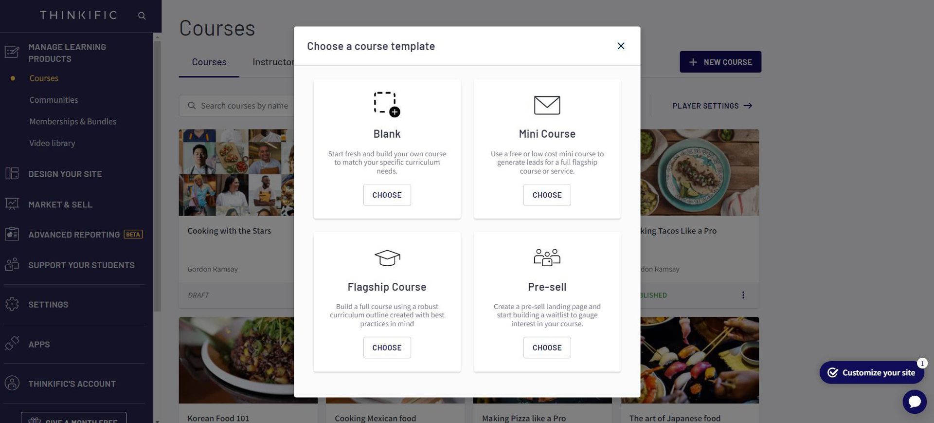 creating a course on thinkific