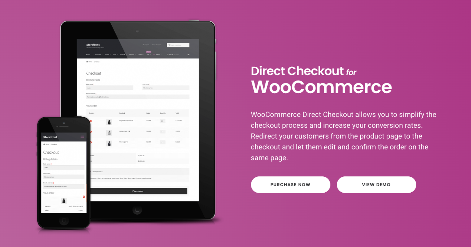 direct checkout for woocommerce