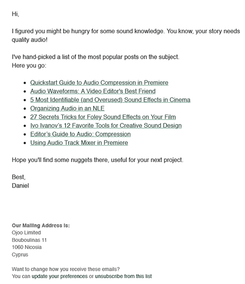 Soundsnap automated email