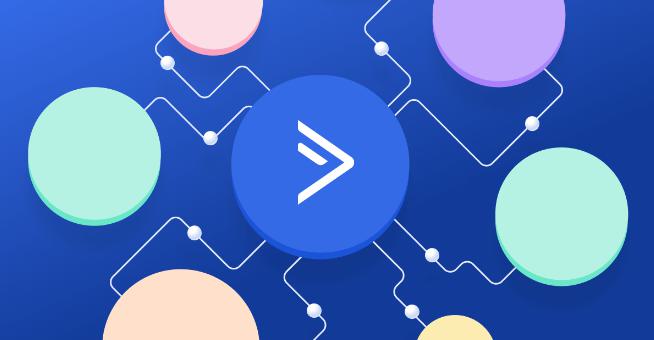 Logo di ActiveCampaign collegato con i cerchi colorati