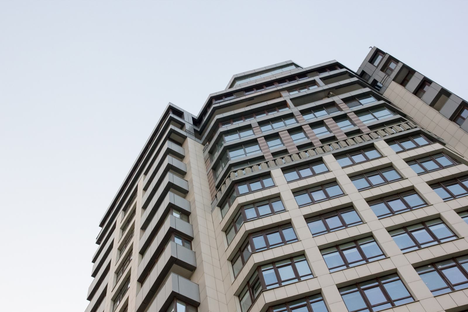 an office skyscraper viewed from below
