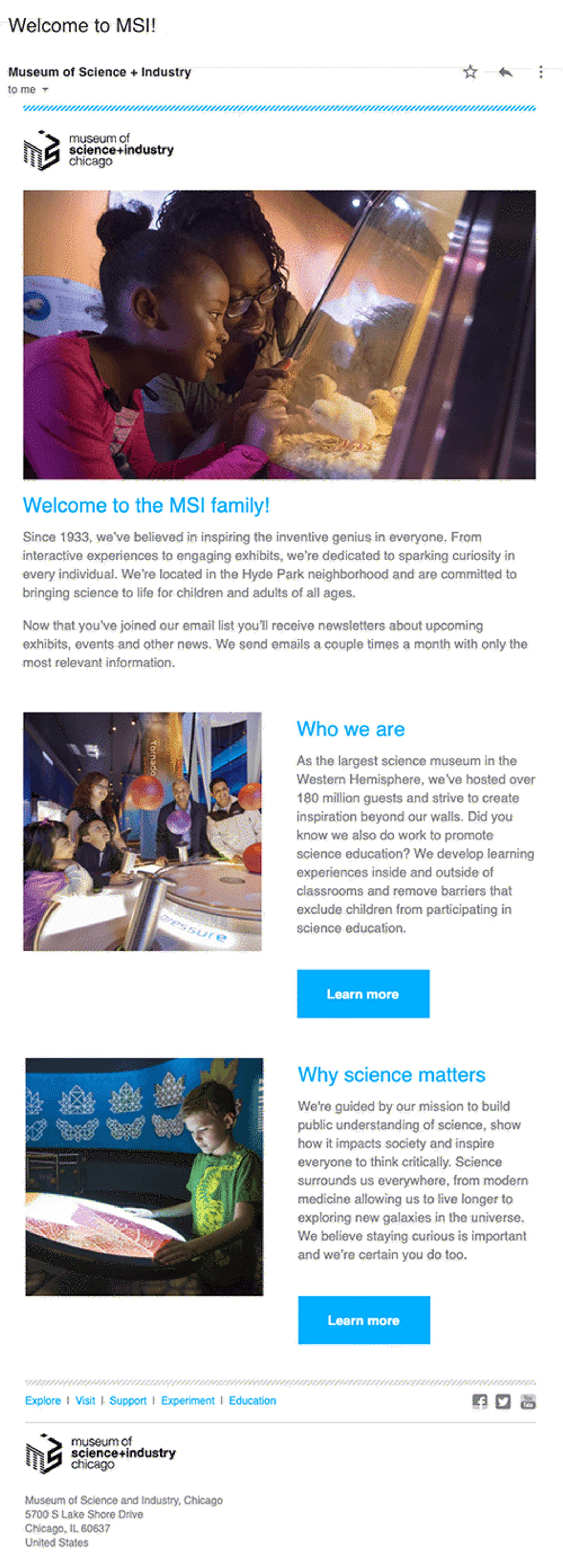 MSI welcome series email