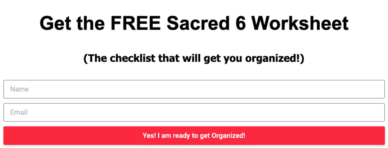 JB Glossinger's lead magnet form on Morning Coach